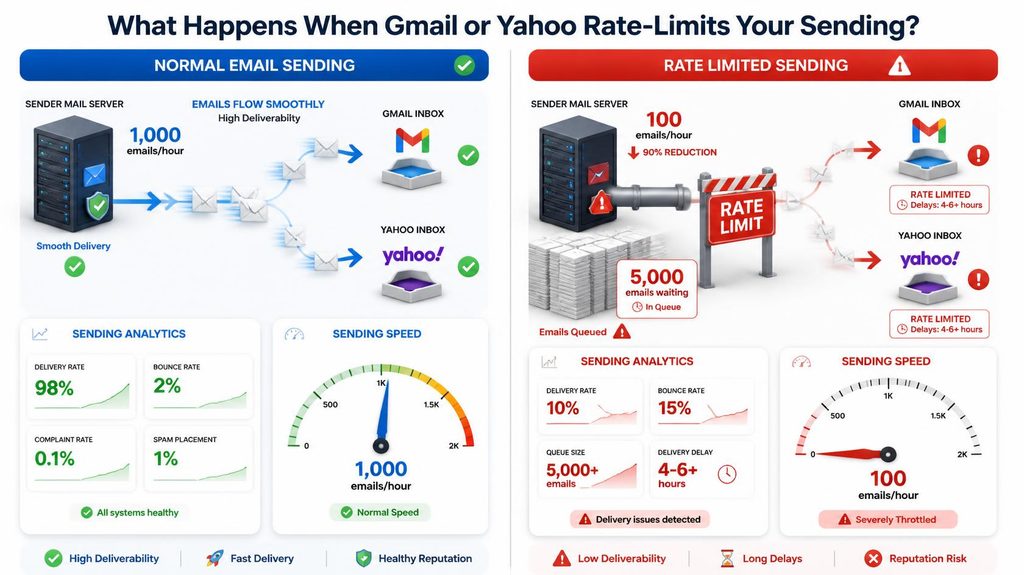 rate limited by gmail or yahoo
