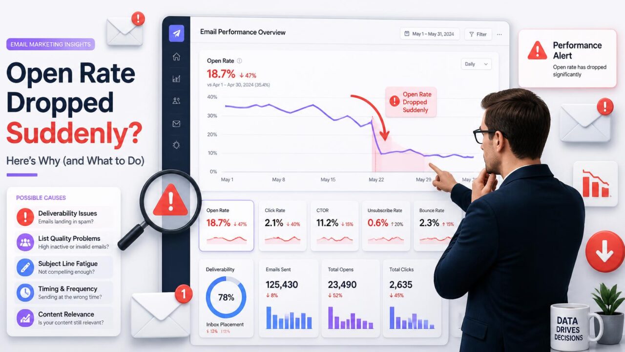 open rate dropped suddenly