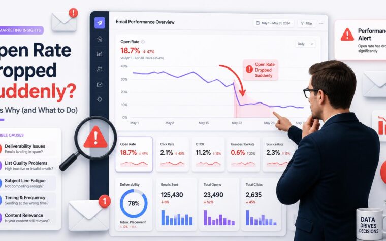 open rate dropped suddenly