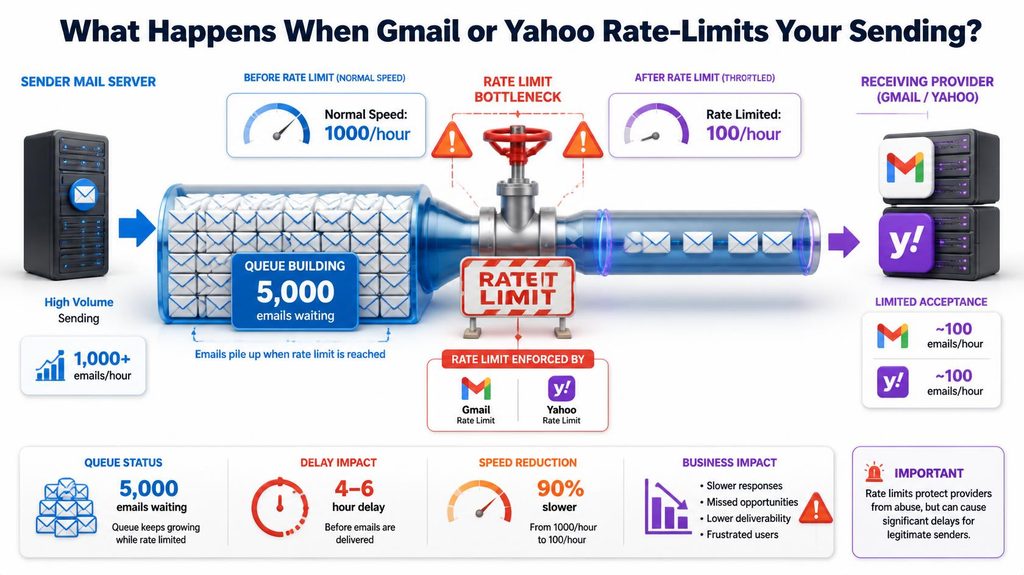 rate limited by gmail or yahoo