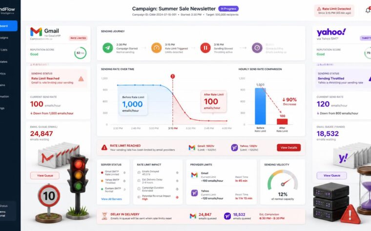 rate limited by gmail or yahoo