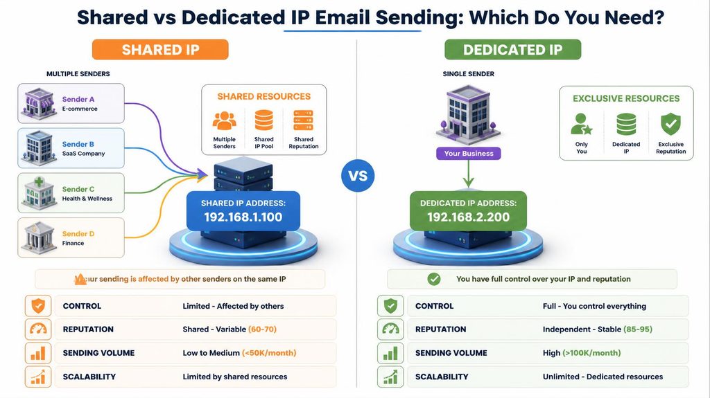 Shared vs dedicated IP email sending