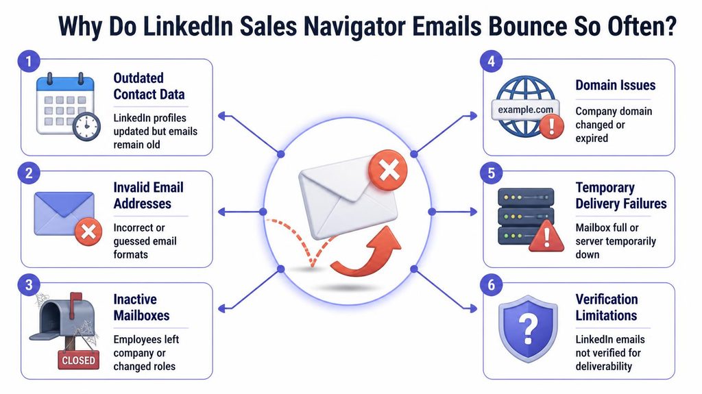 why do linkedin sales navigator emails bounce