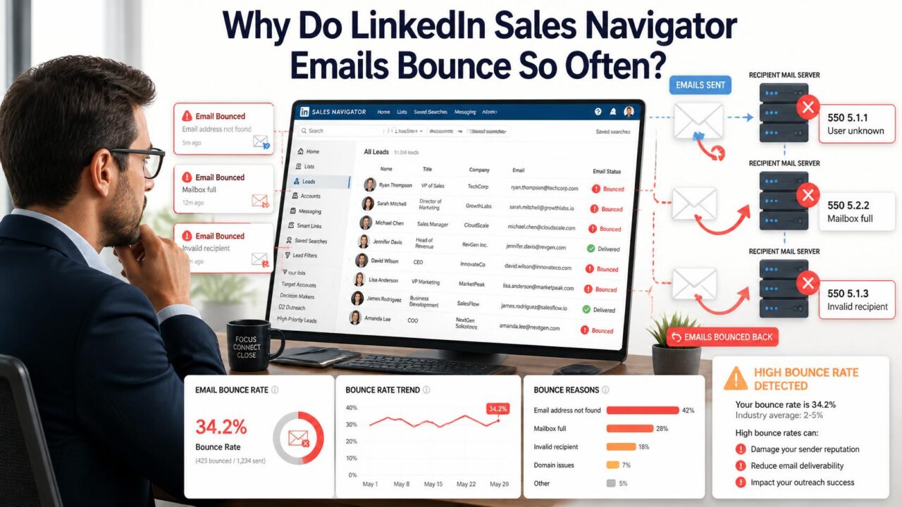 why do linkedin sales navigator emails bounce