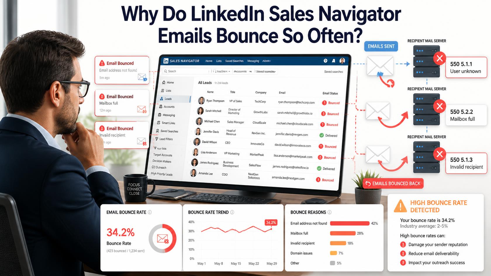 Why Do LinkedIn Sales Navigator Emails Bounce So Often?