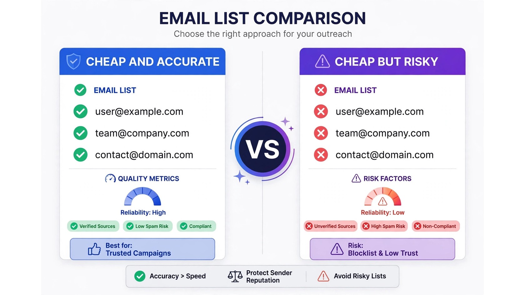 Cheap and accurate vs cheap but risky email verification comparison