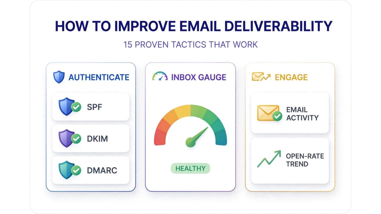 How to improve email deliverability infographic: 15 proven tactics that work