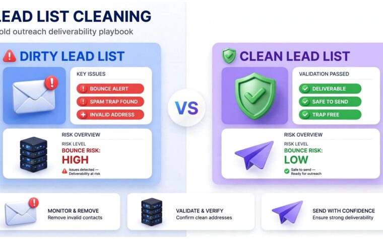 Lead list cleaning for cold outreach playbook infographic