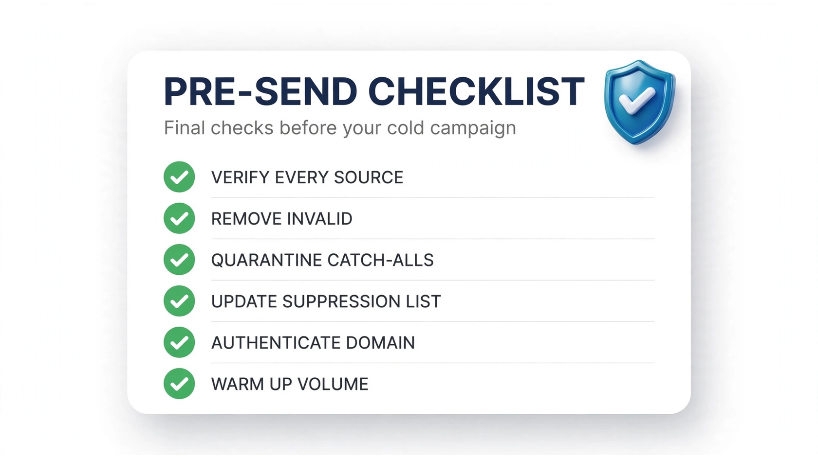 Cold outreach list cleaning checklist infographic