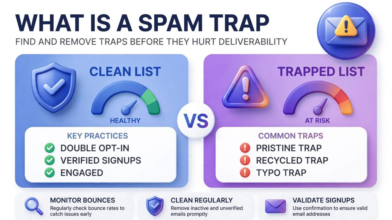 What is a spam trap infographic: clean list vs trapped list