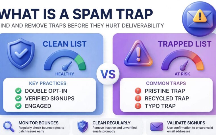 What is a spam trap infographic: clean list vs trapped list
